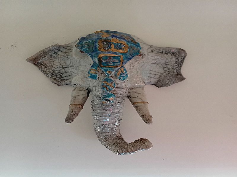 Carol Read Richard Ballantyne - Turquoise decorated elephant head