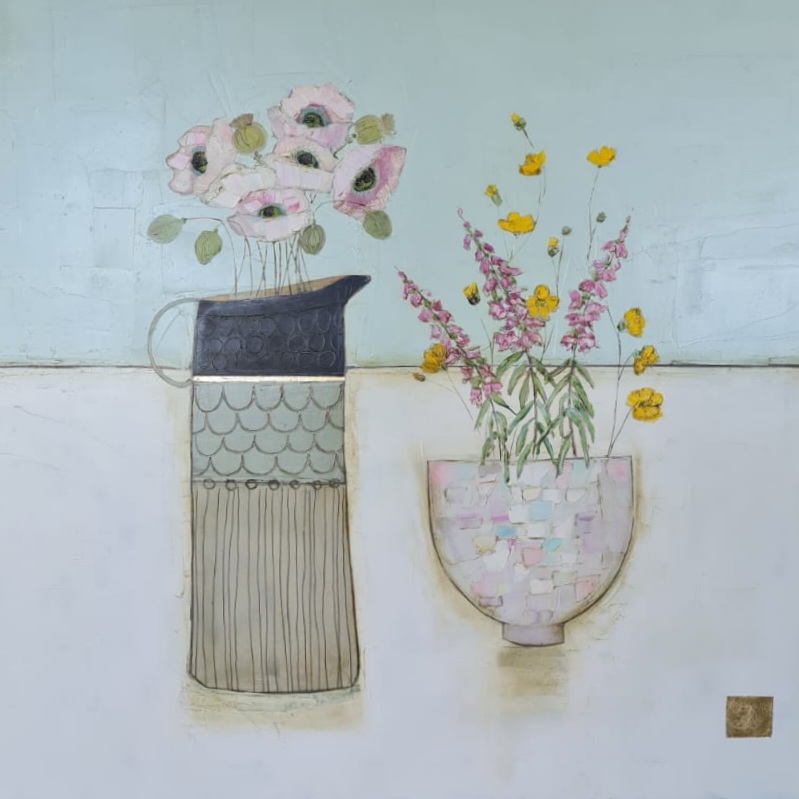 Eithne  Roberts - Japanese Anemones and wildflowers