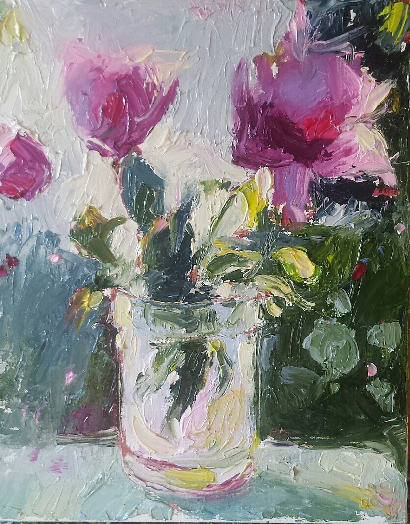 3 Roses in a Jar by  Unknown