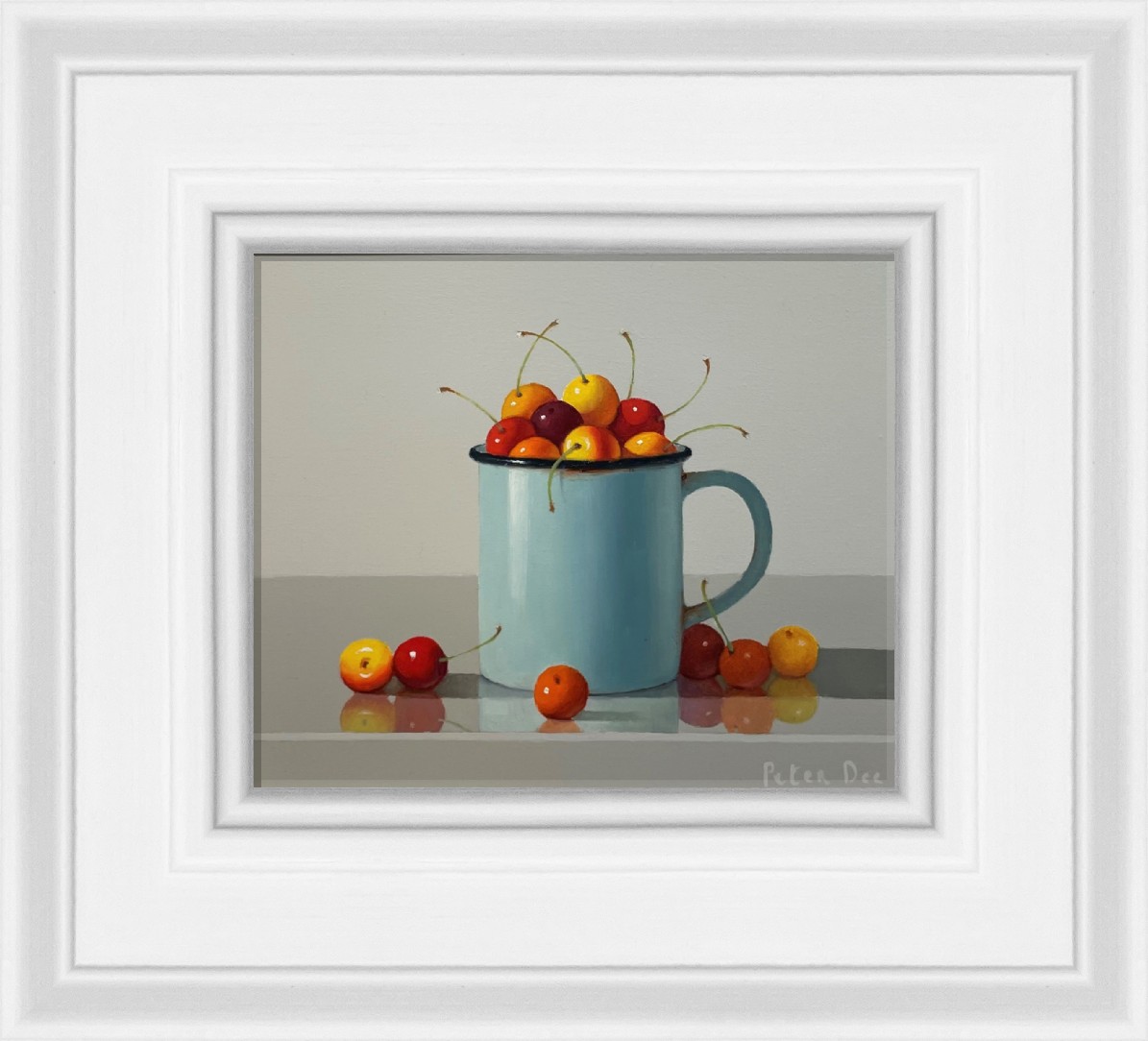 Vintage Enamelware Mug with Cherries by Peter Dee
