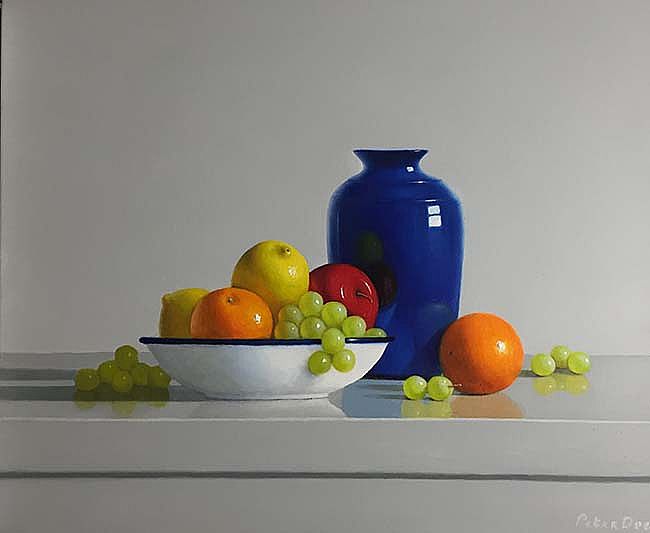 Blue Jug with Fruit by Peter Dee