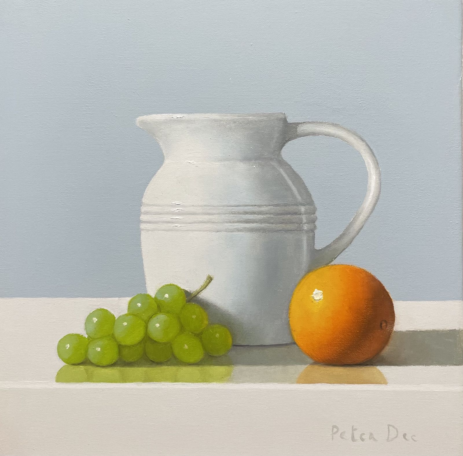 Ceramic Jug with Orange and Grapes  by Peter Dee