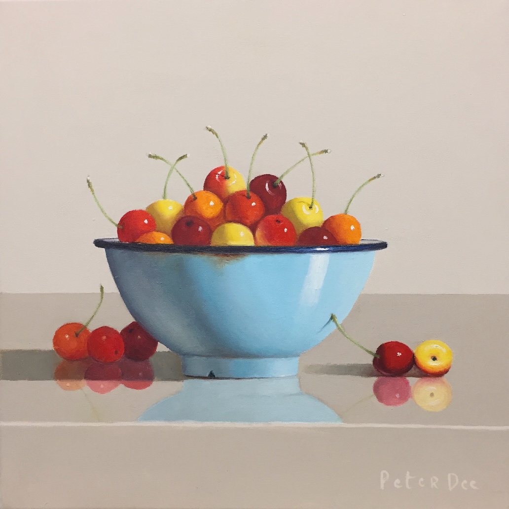 Peter Dee - Cherries in Blue Bowl