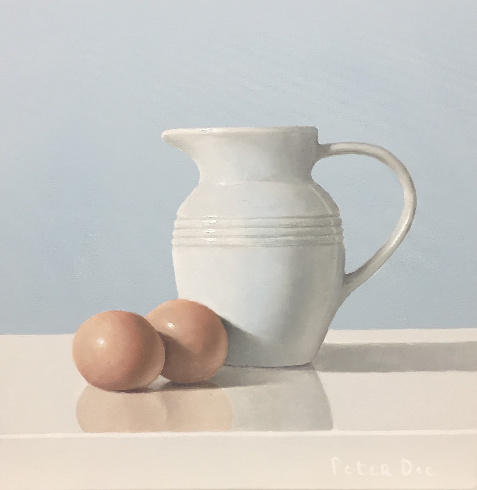 White Jug with Eggs by Peter Dee