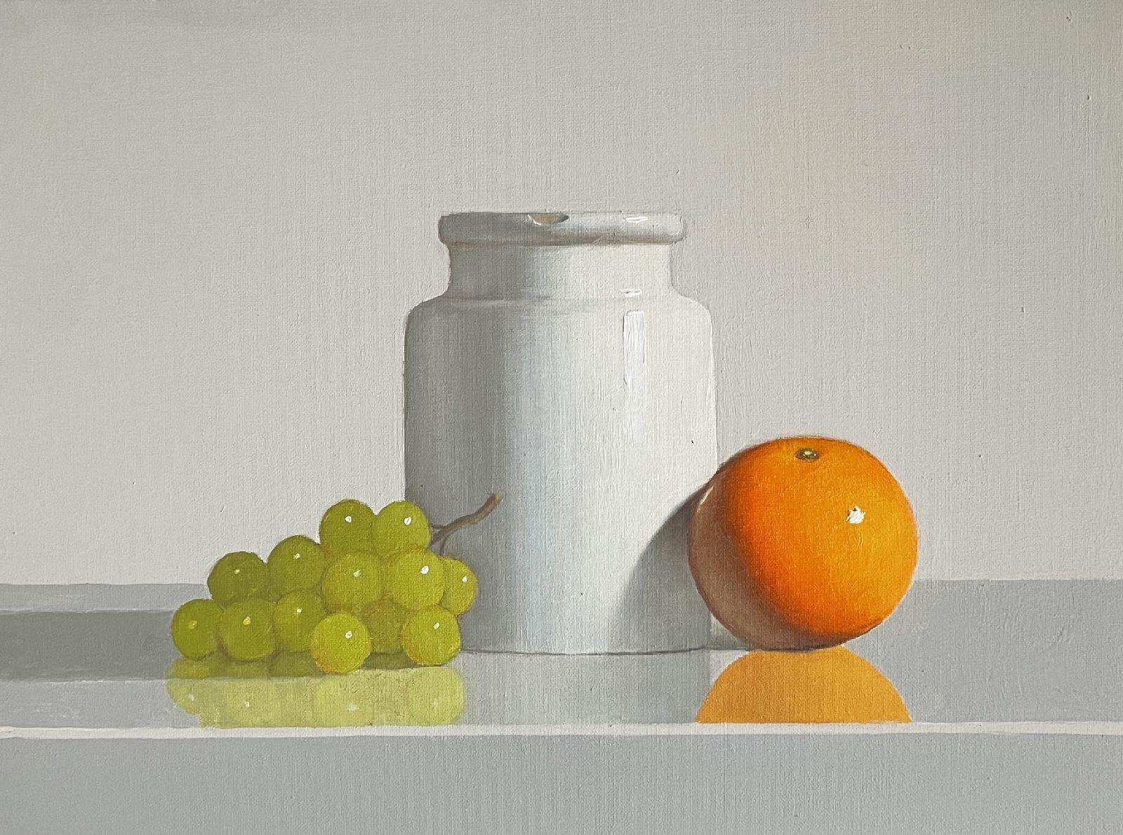 Still Life with Orange and Grapes by Peter Dee