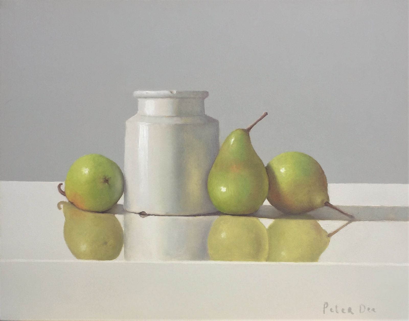 Pears with Stoneware Jar by Peter Dee