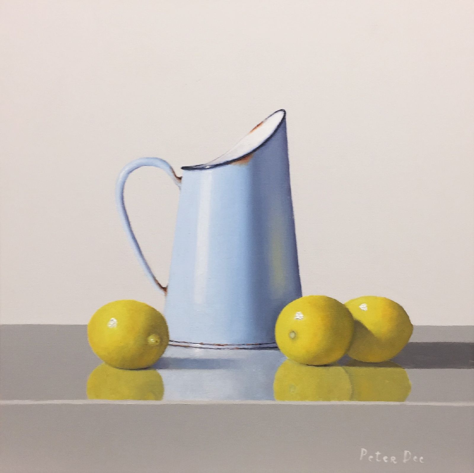 Vintage Blue Enamel with Lemons by Peter Dee
