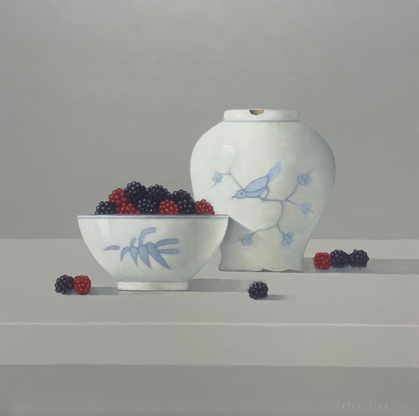 Peter Dee - Vase with bowl of berries