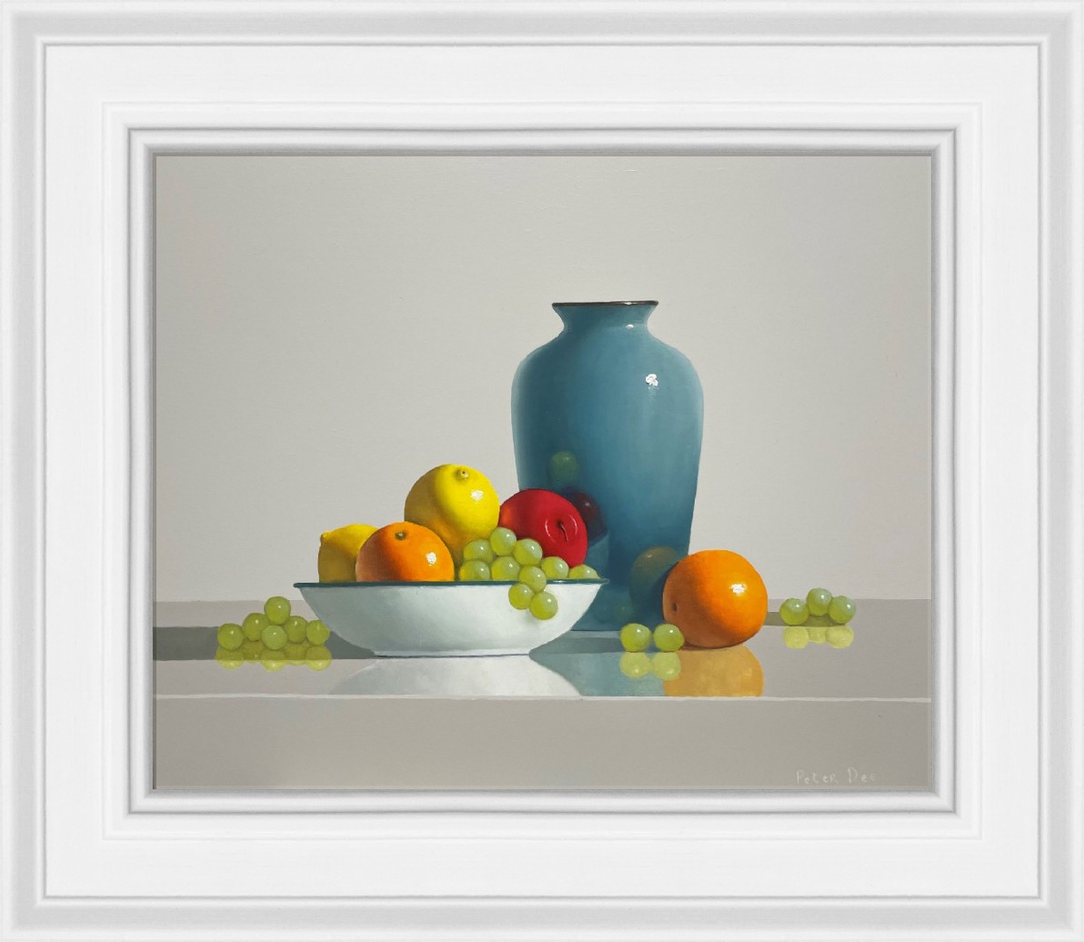 Turquoise Vase with Fruit by Peter Dee
