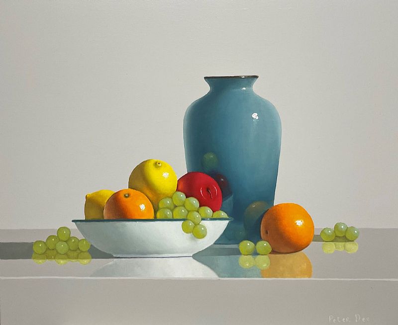 Peter Dee - Turquoise Vase with Fruit