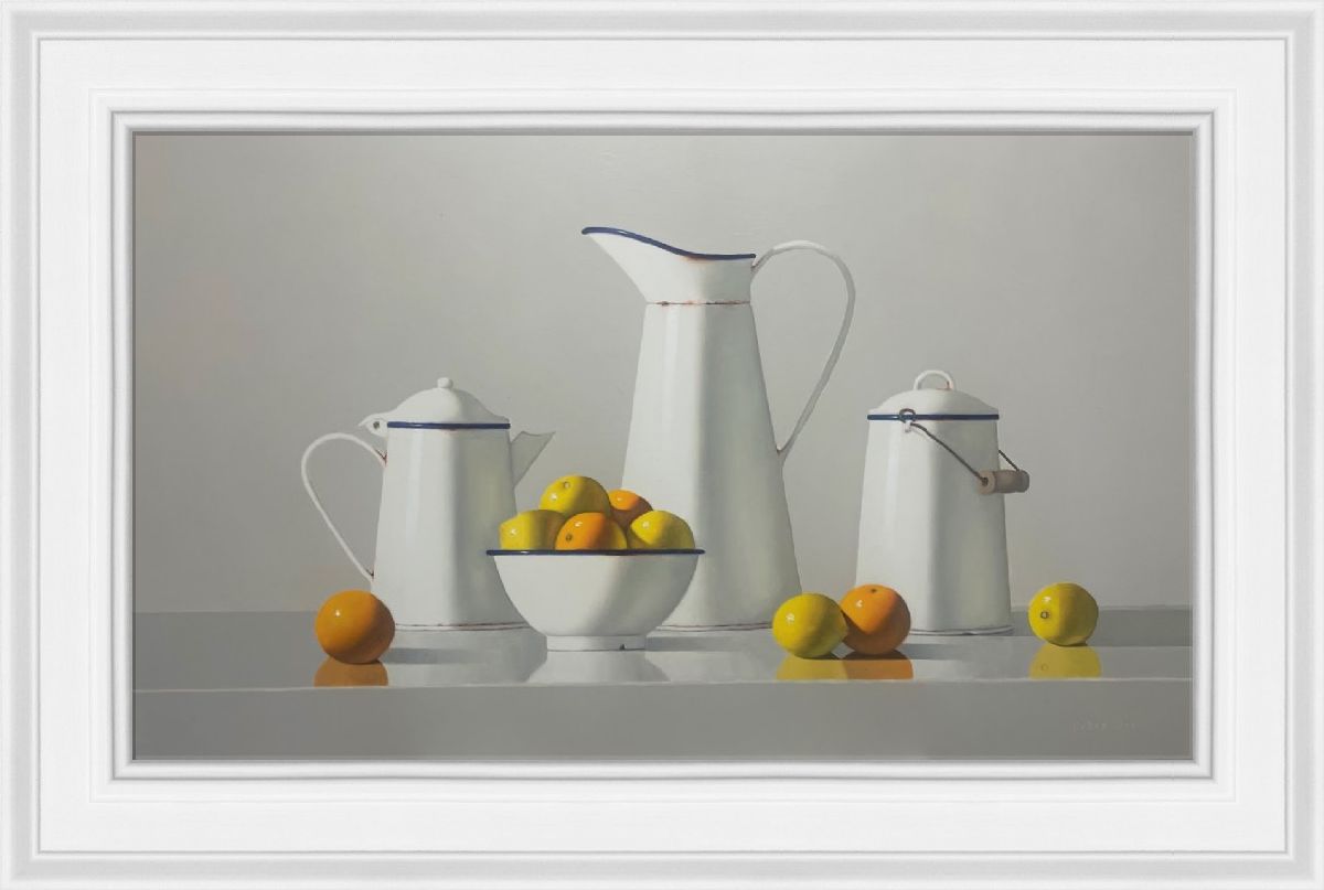 Vintage Enamelware with Lemons and Oranges  by Peter Dee