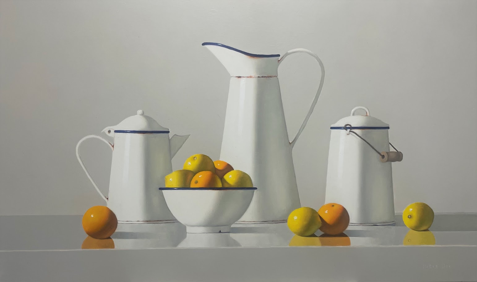 Vintage Enamelware with Lemons and Oranges  by Peter Dee