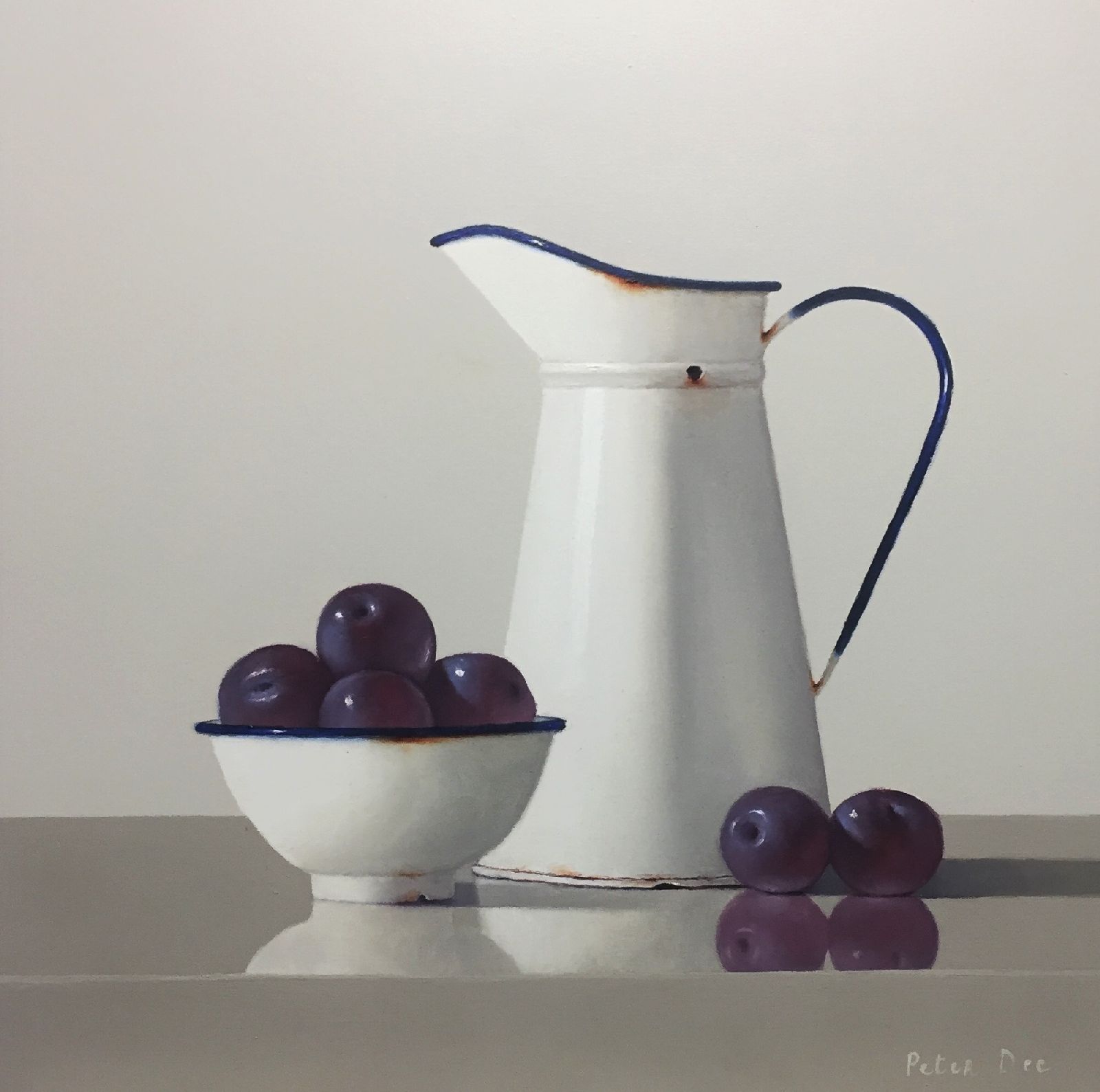 Vintage Enamelware with plums by Peter Dee