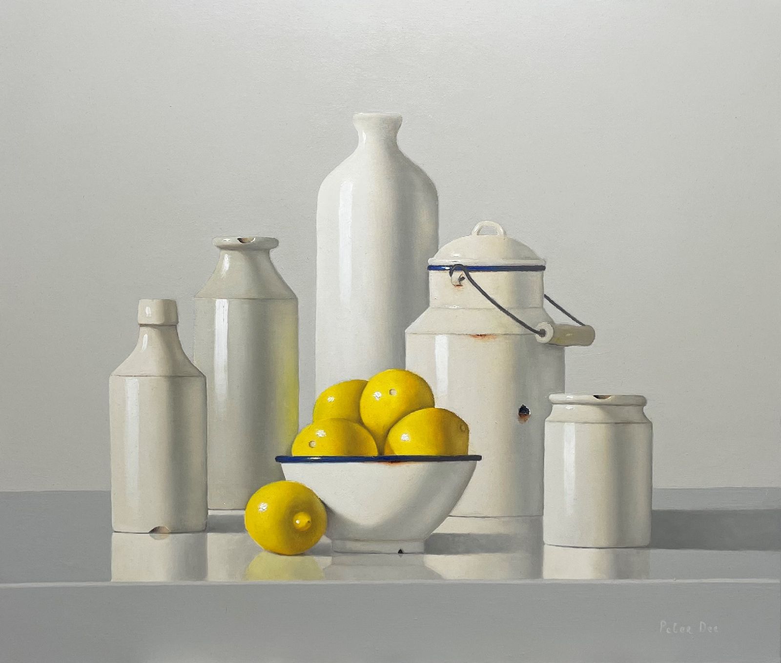 Vintage Stoneware and Enamelware with Lemons by Peter Dee
