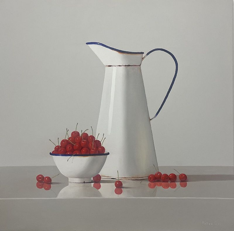 Vintage White Enamelware with Cherries