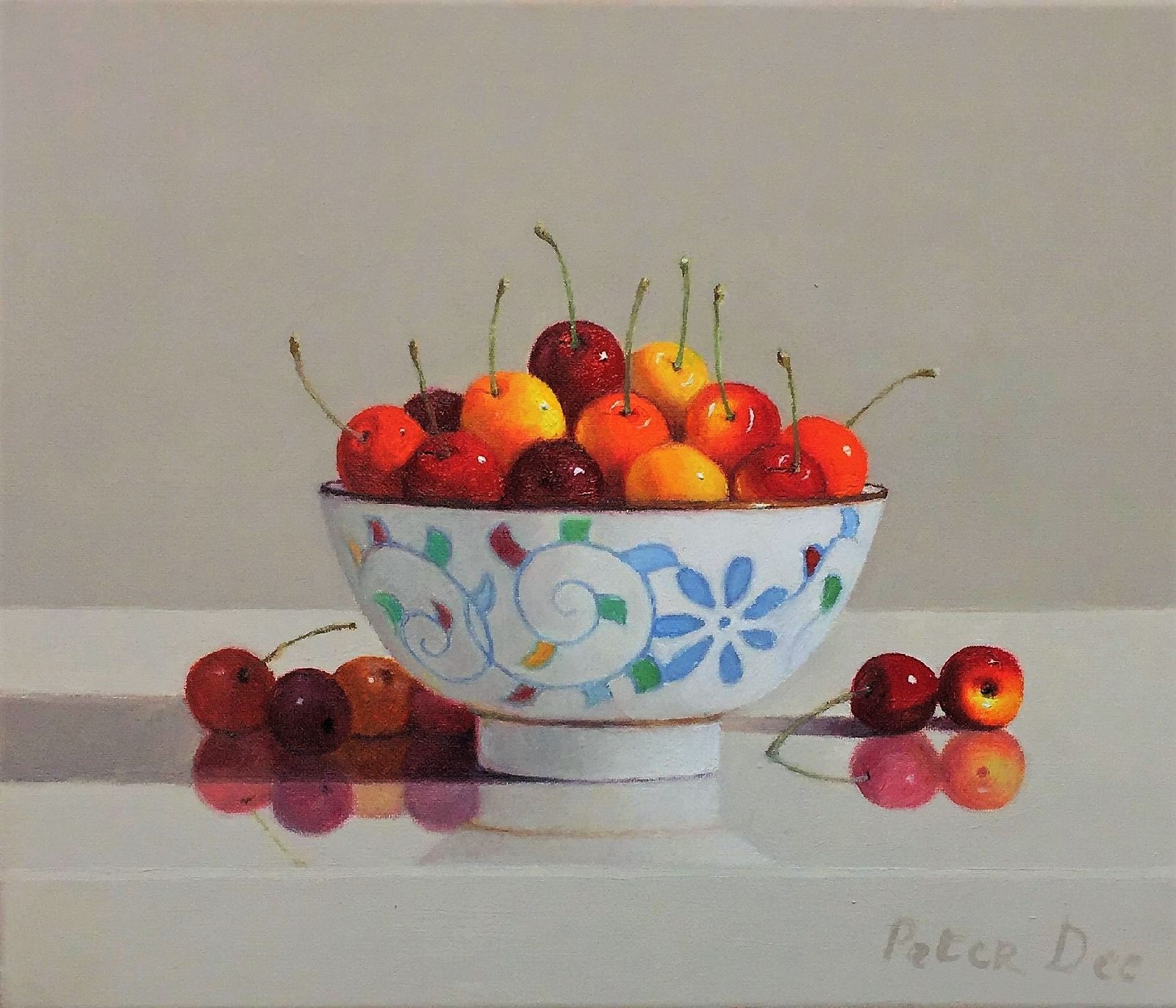 Bowl of Rainier Cherries Still Life  by Peter Dee