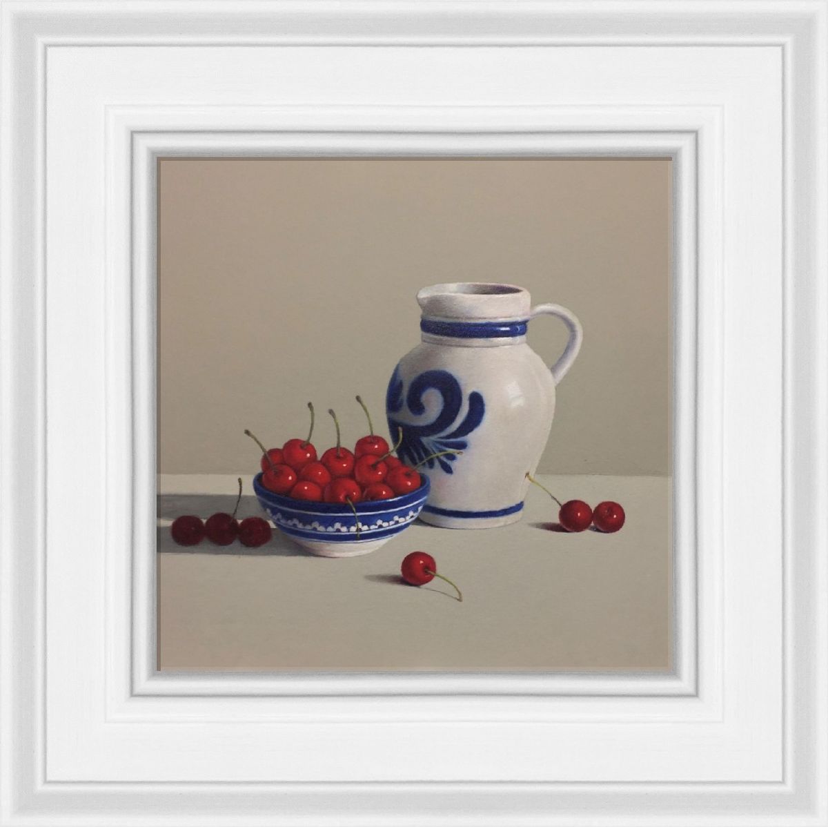 Bowl of Red Cherries with Jug  by Peter Dee