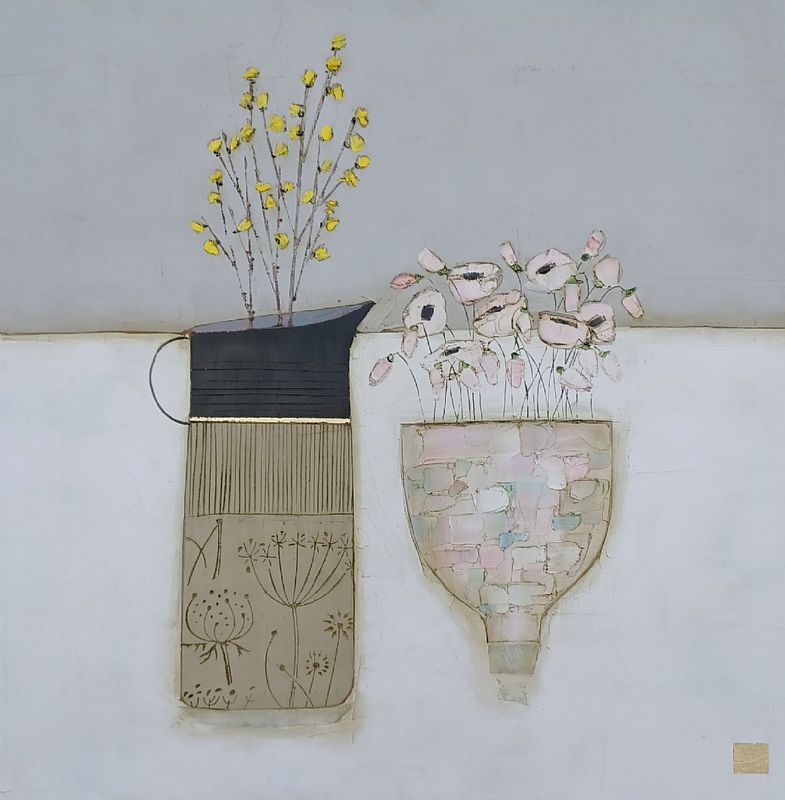 Eithne  Roberts - Forsythia and pinks