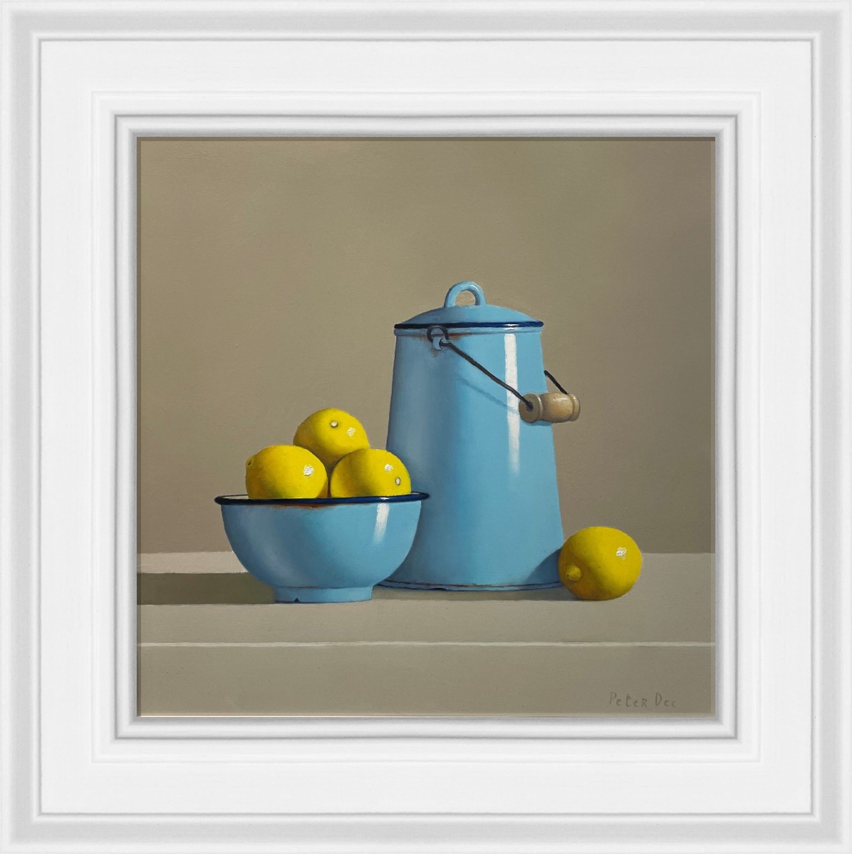 Vintage Blue Enamel with Lemons by Peter Dee
