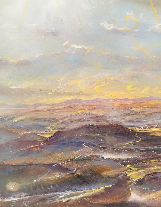 Iwan  Gwyn Parry M.A.  R.C.A. - The Distant Mourne mountains from the Wicklow hills