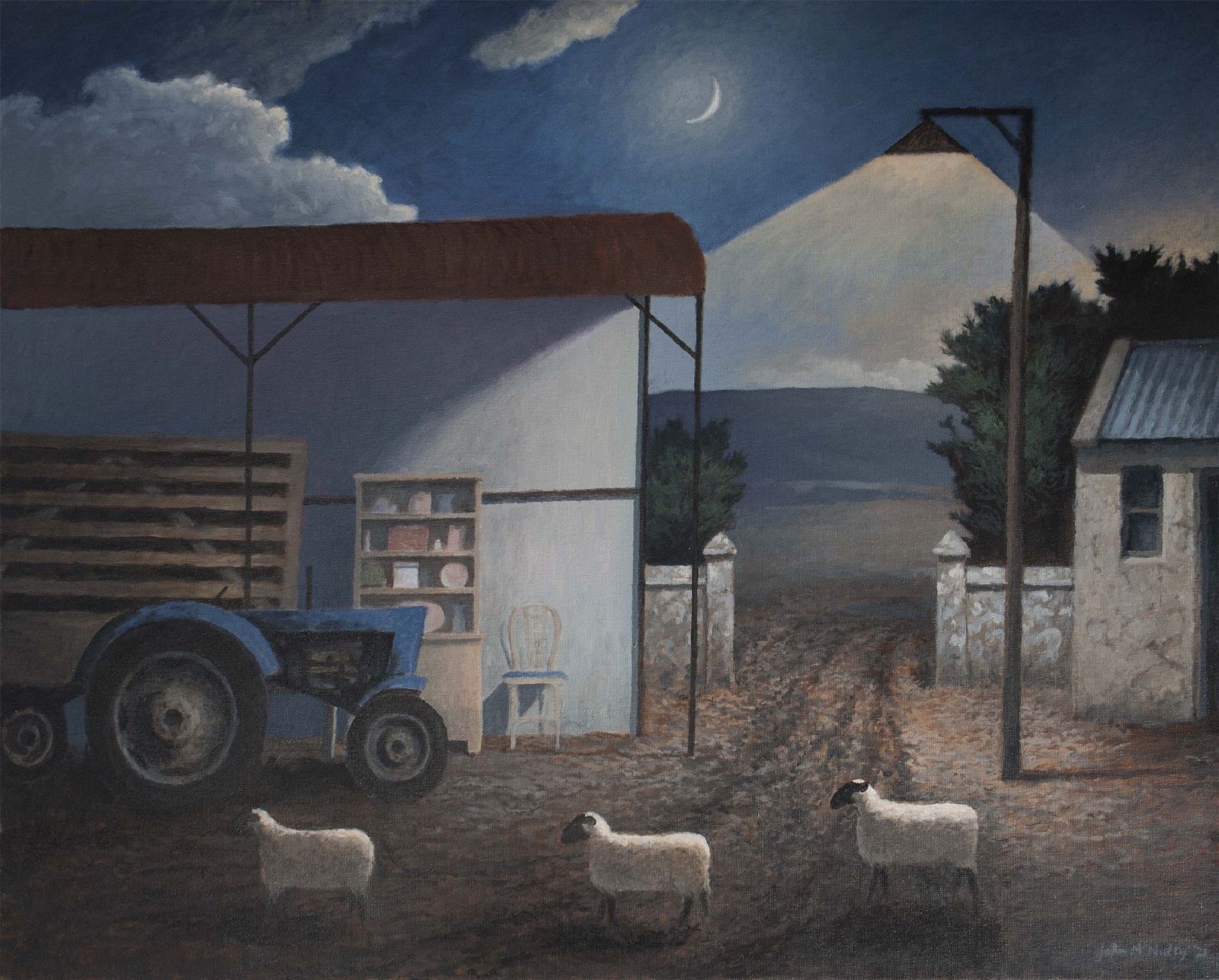 New moon with sheep by John  McNulty 