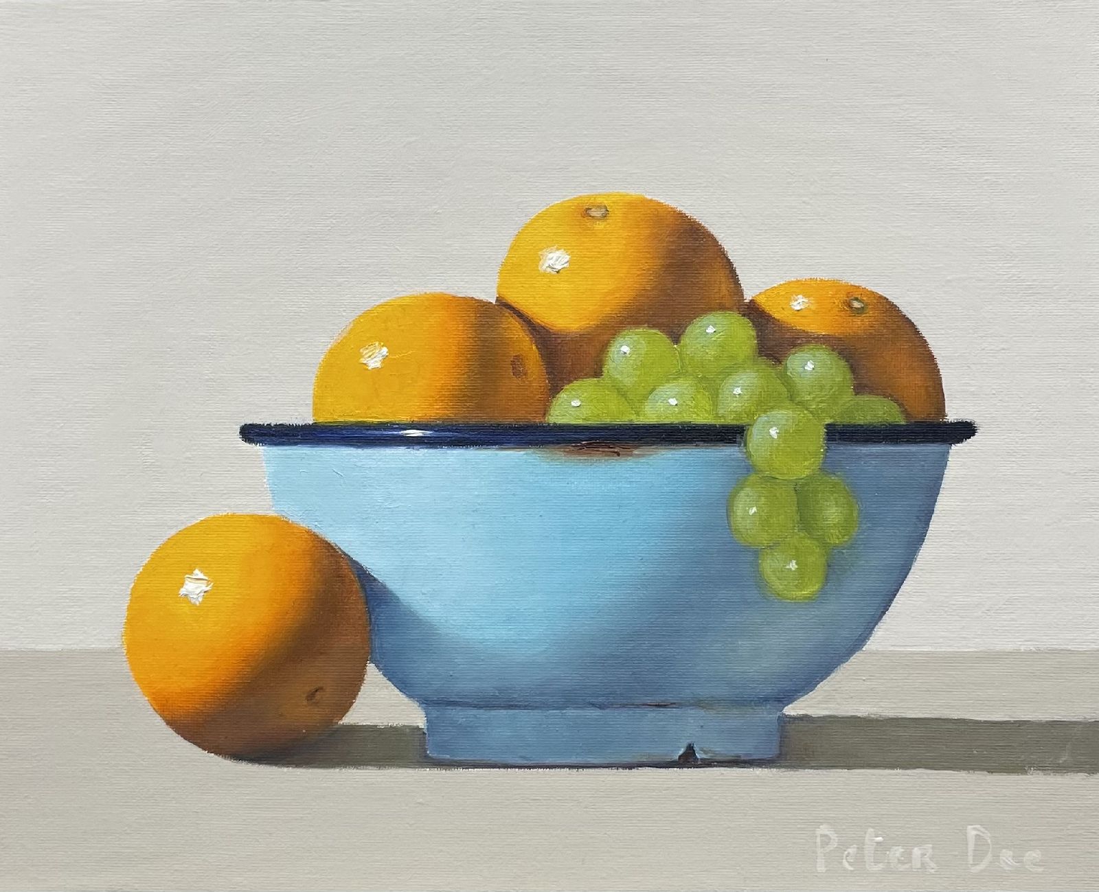 Oranges and Grapes in Turquoise Bowl by Peter Dee