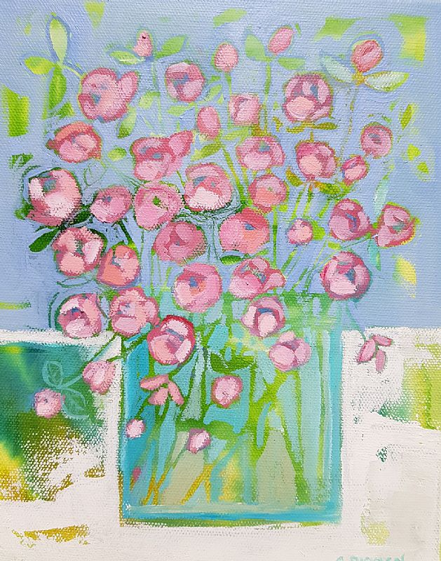 Alison  Dickson - Pink button roses 