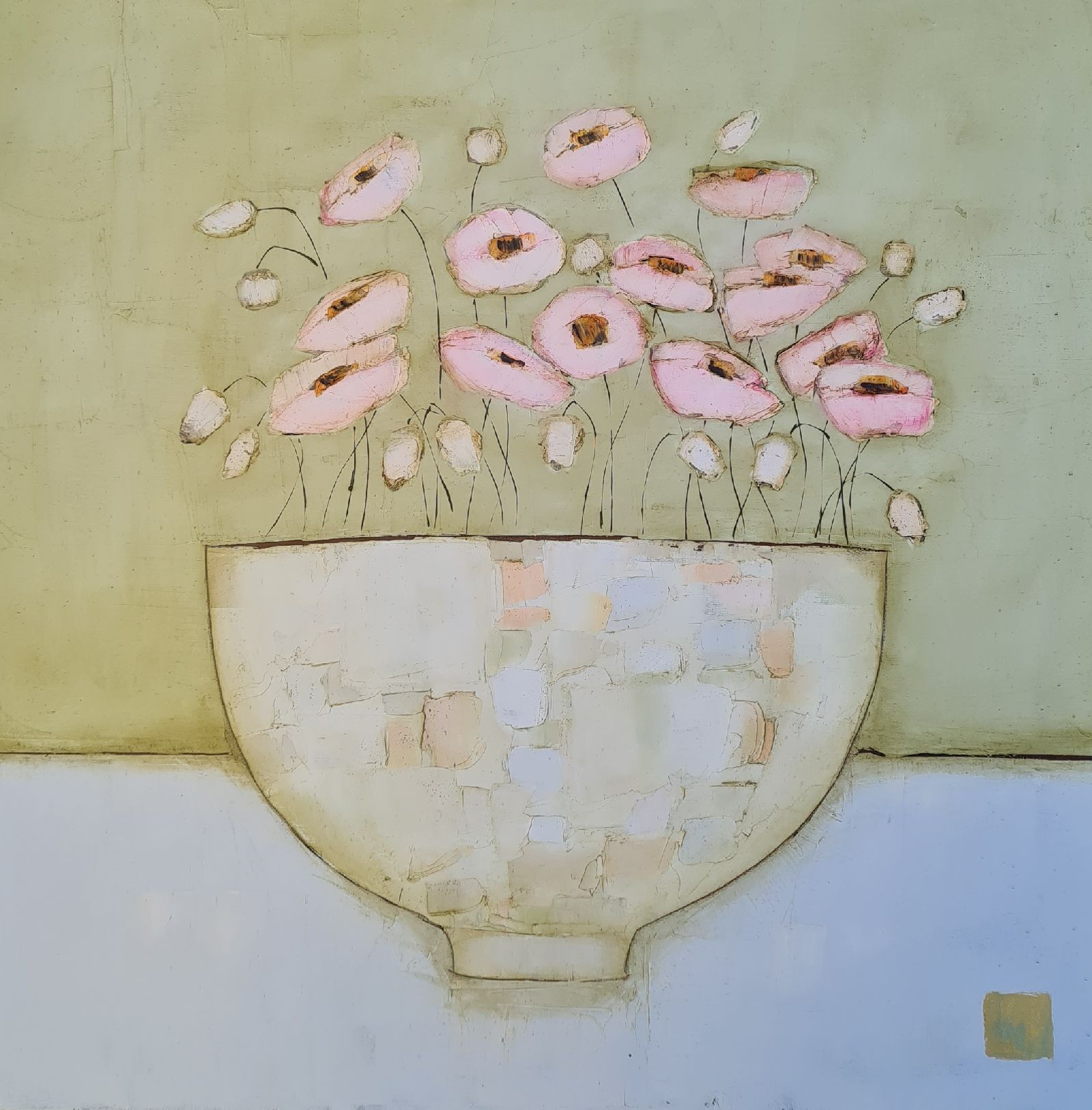 Eithne  Roberts - Spring bowl on blue 