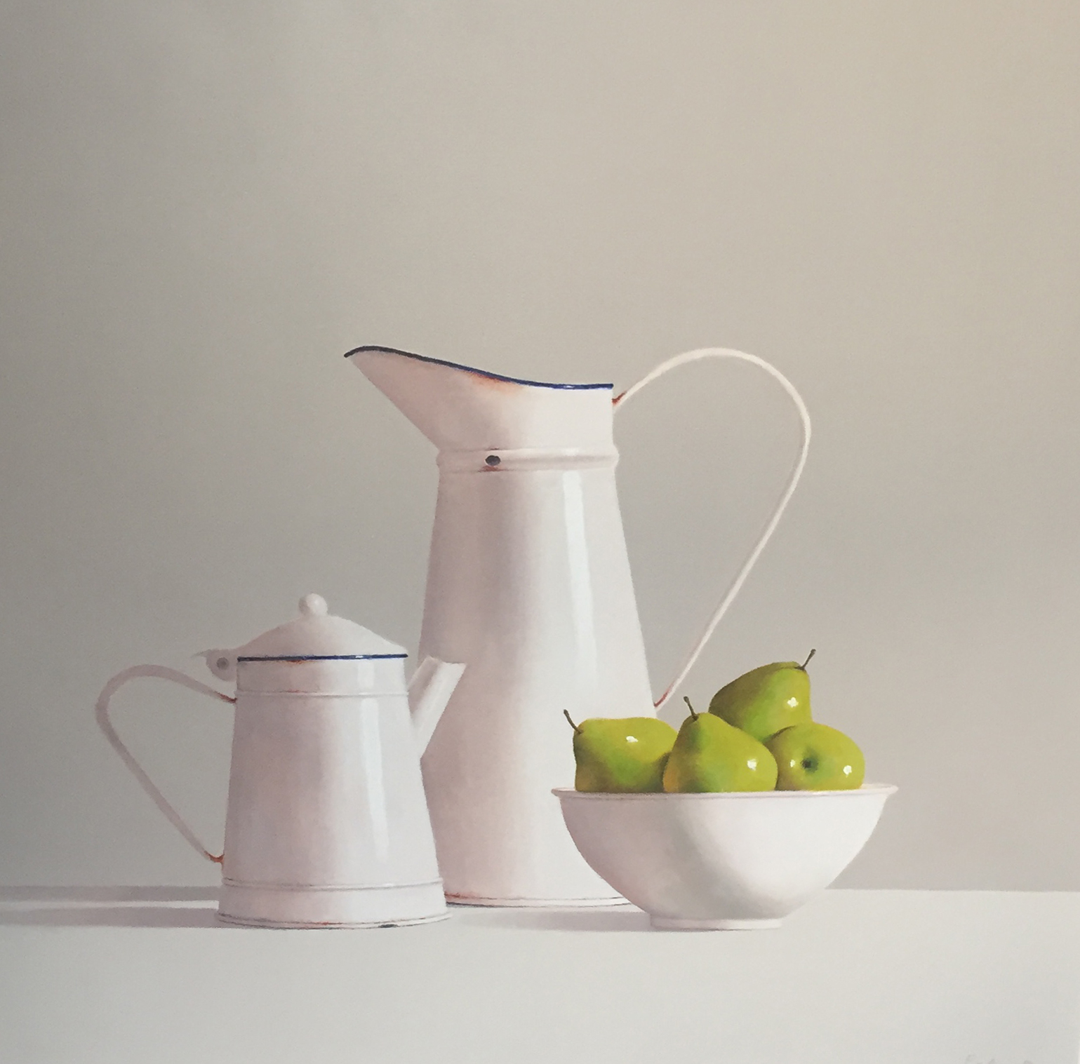 Vintage Enamel ware with Pears by Peter Dee