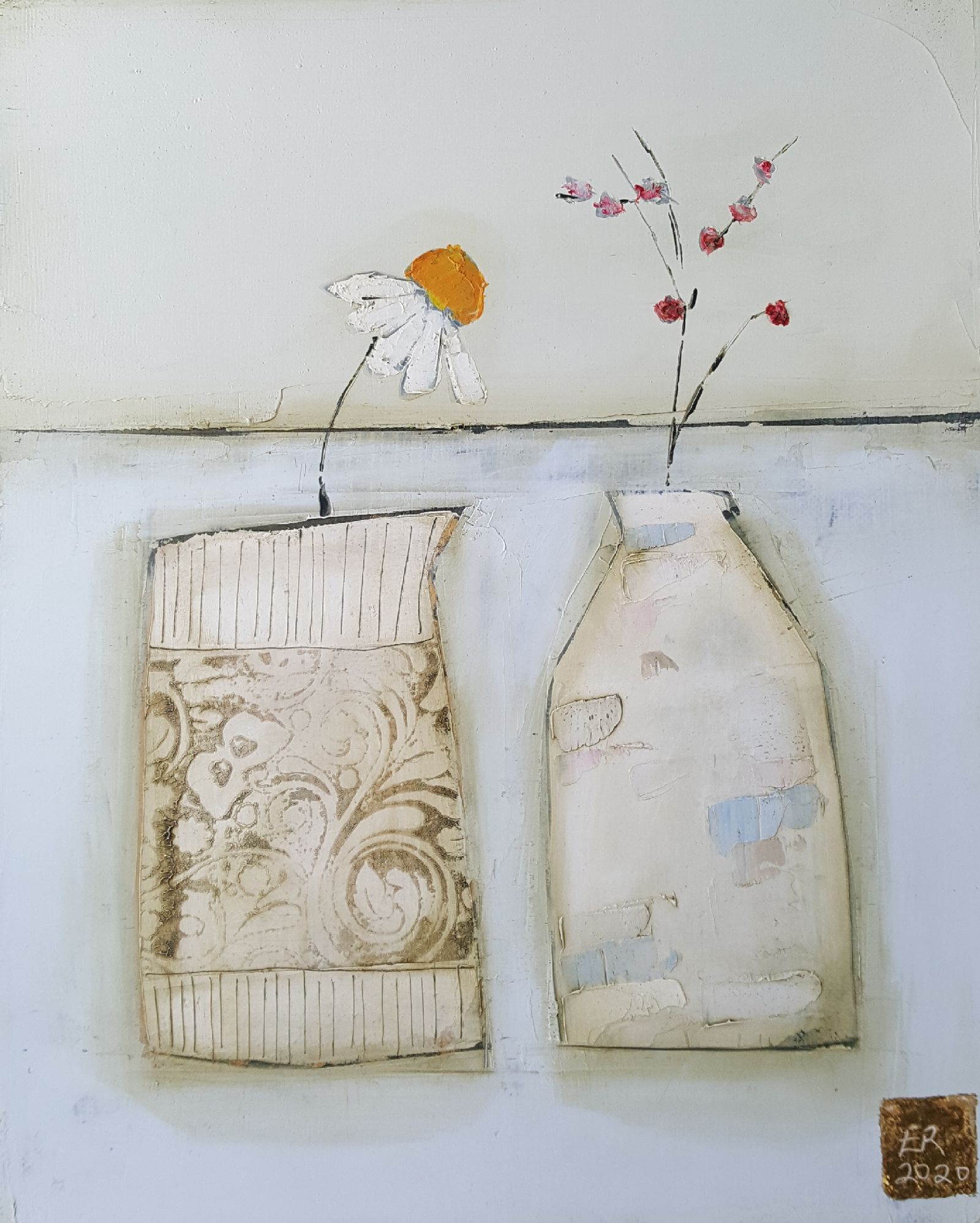 White jug and bottle by Eithne  Roberts
