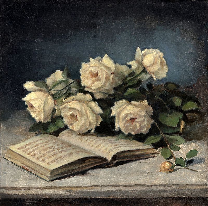 Joseph  Dawson - With roses and book