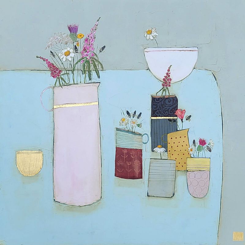 Eithne  Roberts - Wildflower table and golden vessel